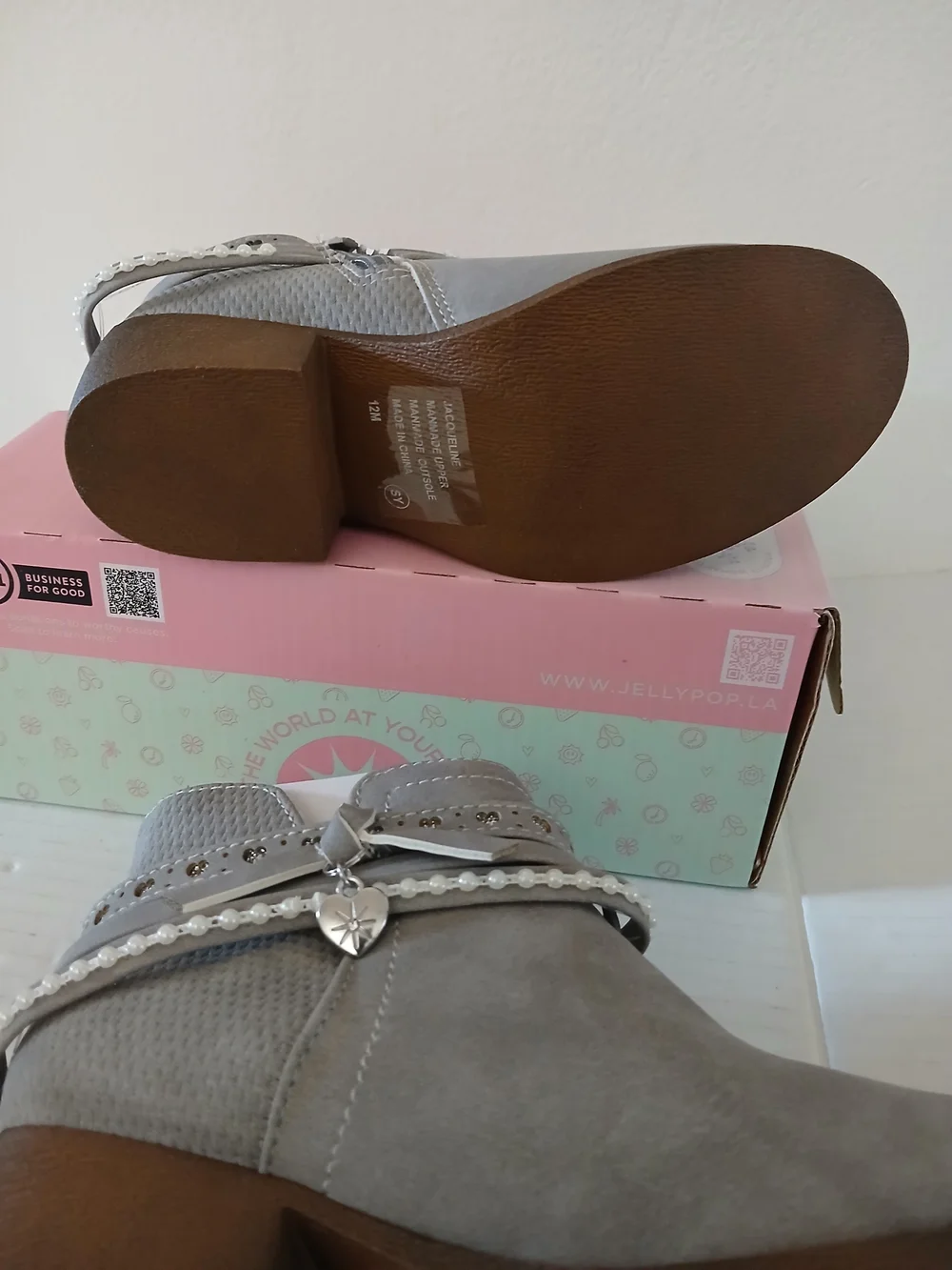Women’s Grey Ankle Boots with Decorative Straps Size 12M $20